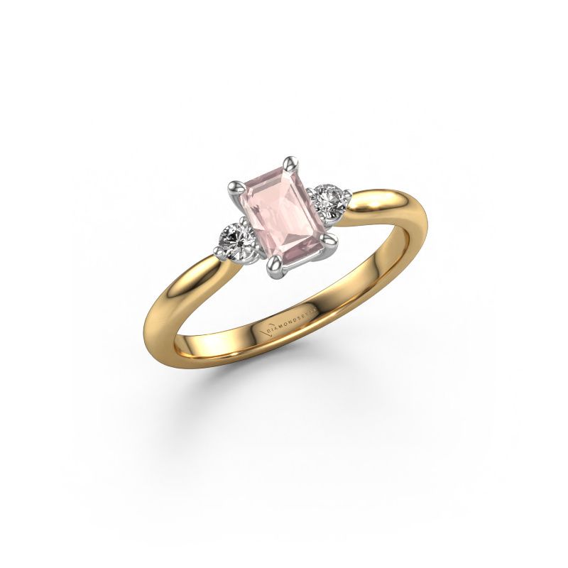 Anello di fidanzamento Lieselot EME 585 oro morganite champagne 6x4 mm