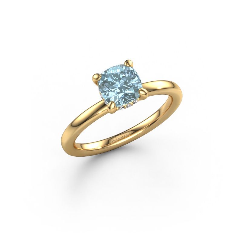 Engagement ring Simone CUS 2 585 gold blue lab grown diamond 6 mm