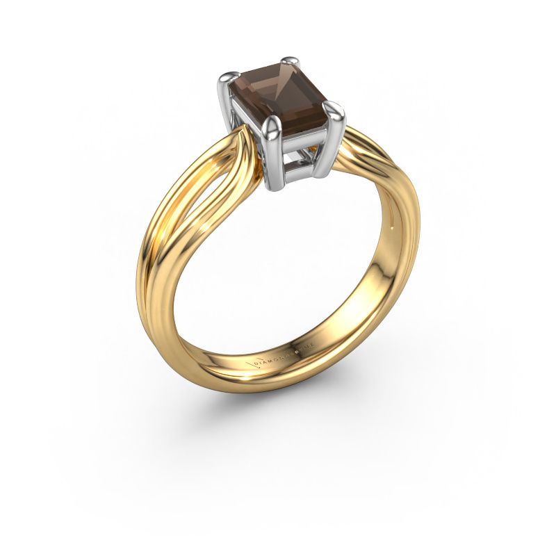 Engagement ring Antonia eme 1 585 gold smokey quartz 7x5 mm