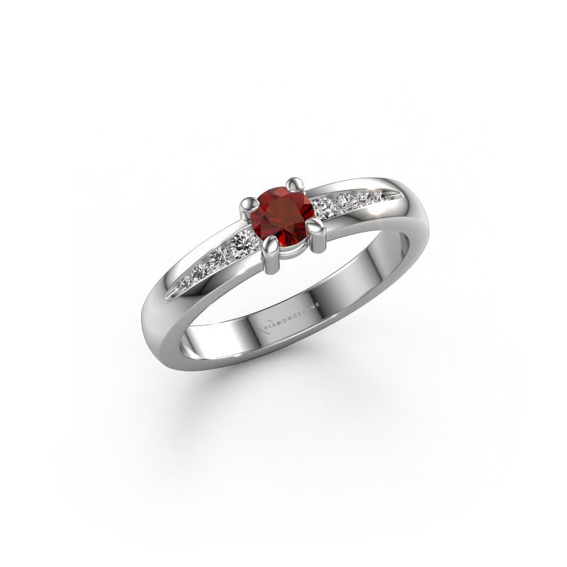 Engagement ring Zohra 585 white gold garnet 4 mm