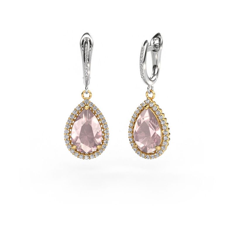 Drop earrings Tilly per 4 585 gold morganite champagne 12x8 mm