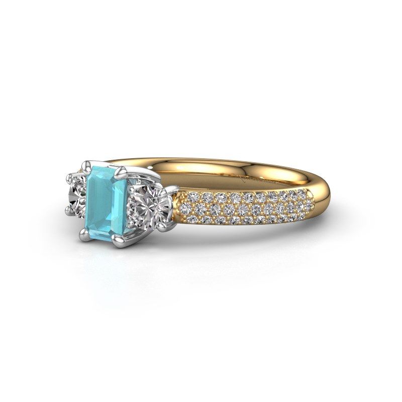 Image of Engagement Ring Marielle Eme<br/>585 gold<br/>Blue topaz 6x4 mm