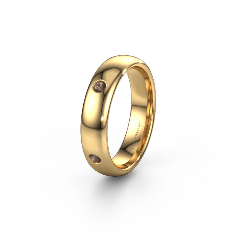 Wedding ring WH0104L35BP 585 gold smokey quartz ±5x2 mm