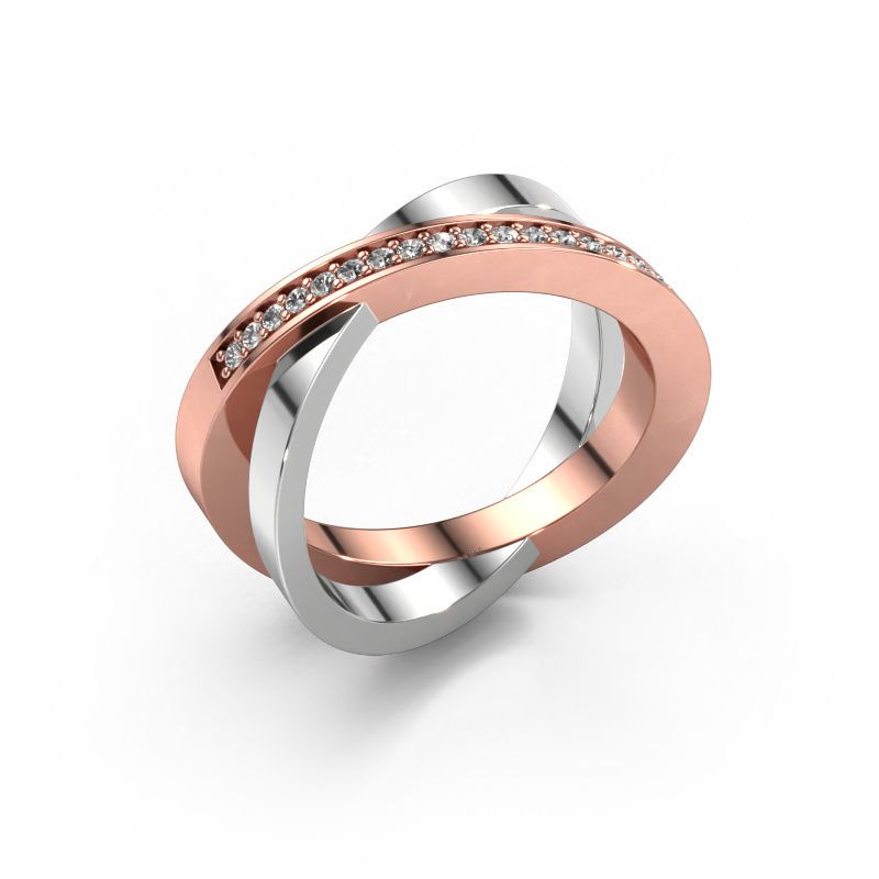 Bague Julie 585 or rose diamant synthétique 0.143 crt
