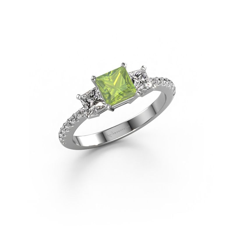 Verlovingsring Dorla 585 witgoud peridoot 5 mm