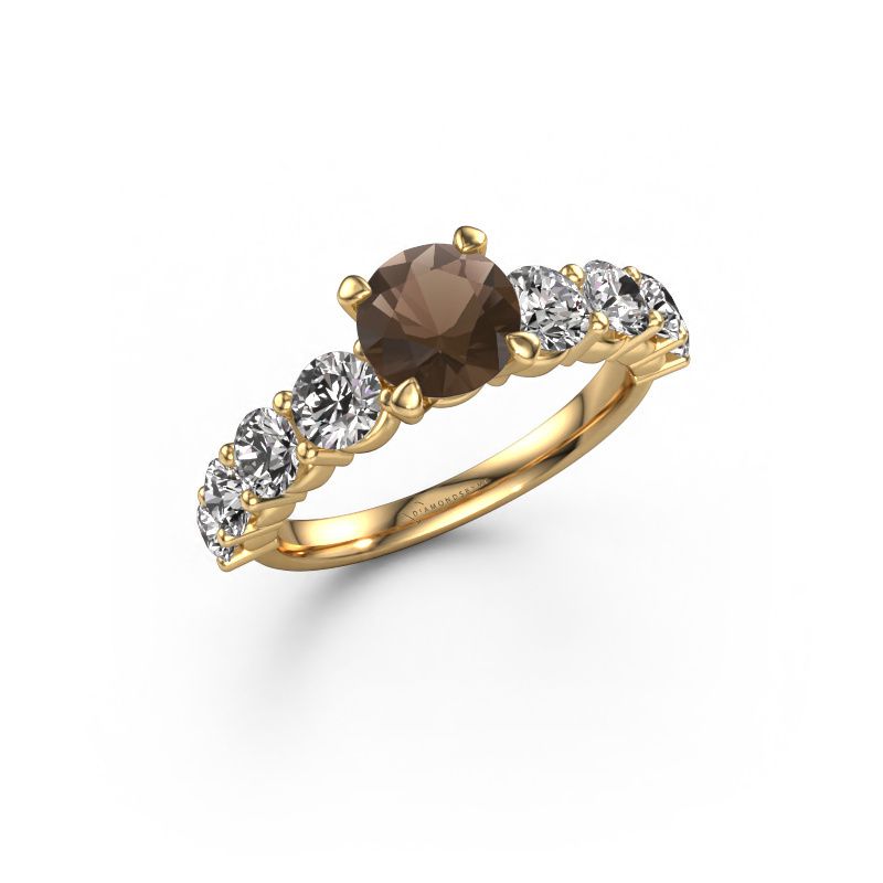 Bague de fiançailles Deja 585 or jaune quartz fumé 6.5 mm