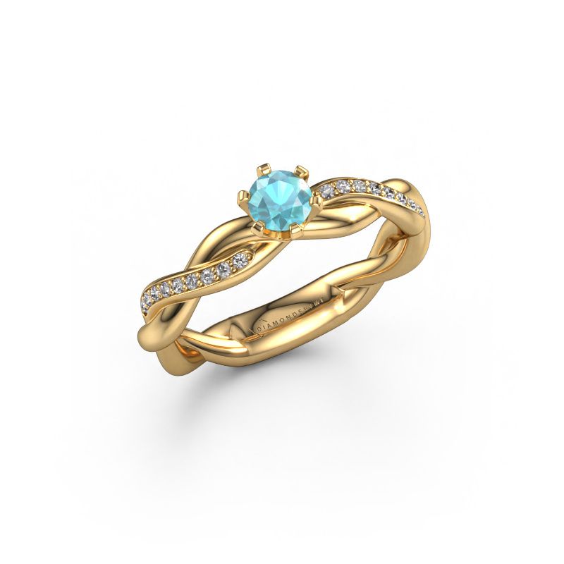 Verlovingsring Page 585 goud blauw topaas 5.4 mm