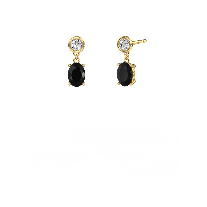 Pendants d'oreilles Lacey OVL 585 or jaune diamant noir 2.40 crt
