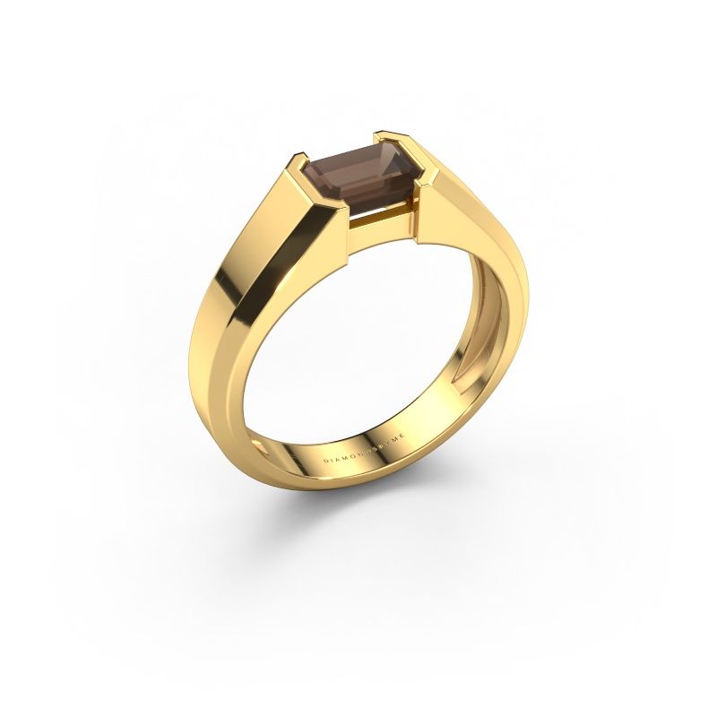 Men's ring Rick 585 gold smokey quartz 7x5 mm