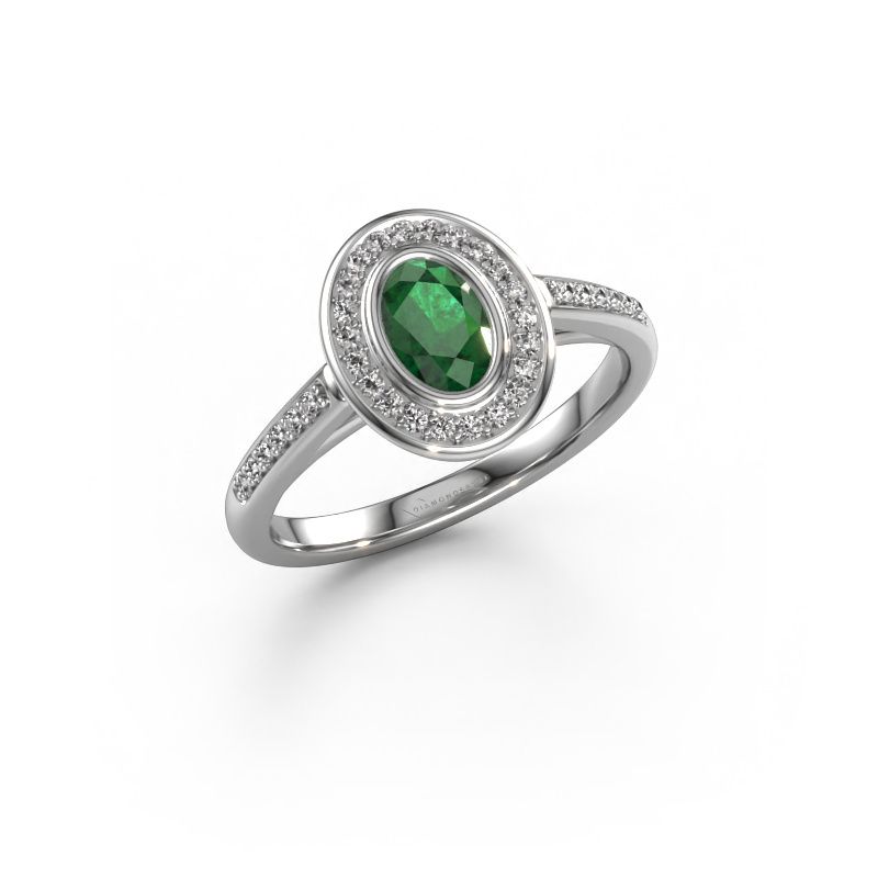 Verlobungsring Noud 2 OVL 950 Platin Smaragd 6x4 mm