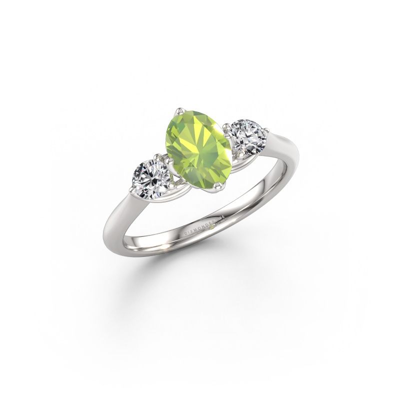 Engagement ring Vosje OVL 950 platinum peridot 7,5x5,5 mm