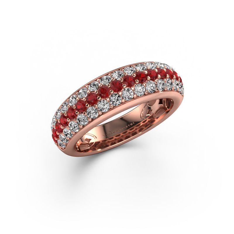 Ring Emely 8 585 rosé goud robijn 1.9 mm