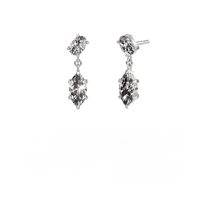 Drop earrings Toi et Moi OVL-MRQ 585 white gold diamond 2.80 crt