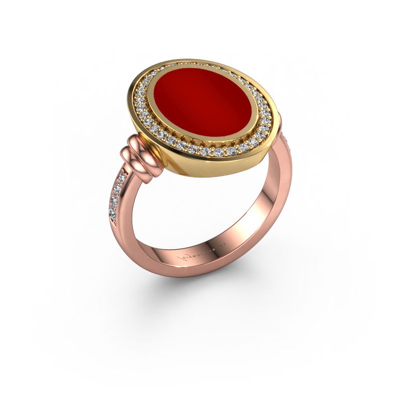 Bague pour homme Servie 3 585 or rose cornaline 14x10 mm