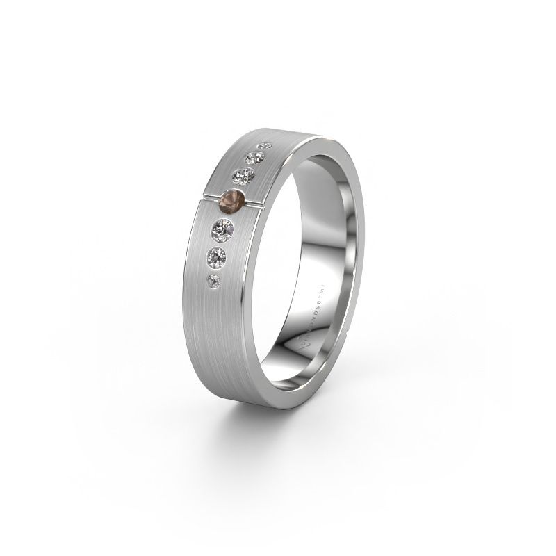 Trouwring WH1101L15SAM 585 witgoud rookkwarts ±5 x 1,7 mm