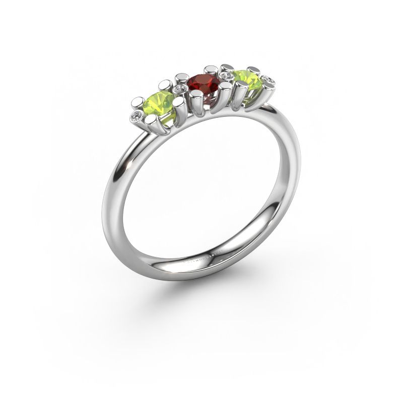 Ring Puk 2 585 Weißgold Granat 3 mm