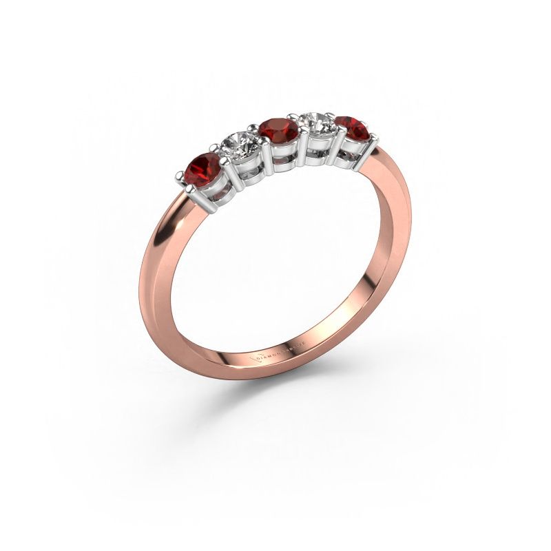 Ring Michelle 5 585 rose gold garnet 3 mm