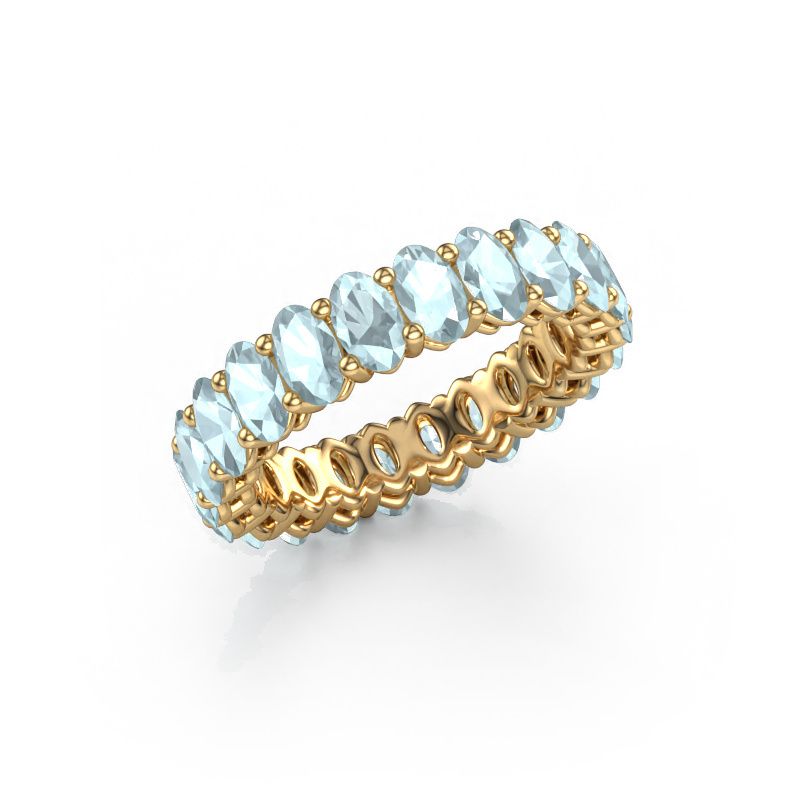 Stapelbar ring Heddy OVL 3x5 585 gult guld akvamarin 5x3 mm