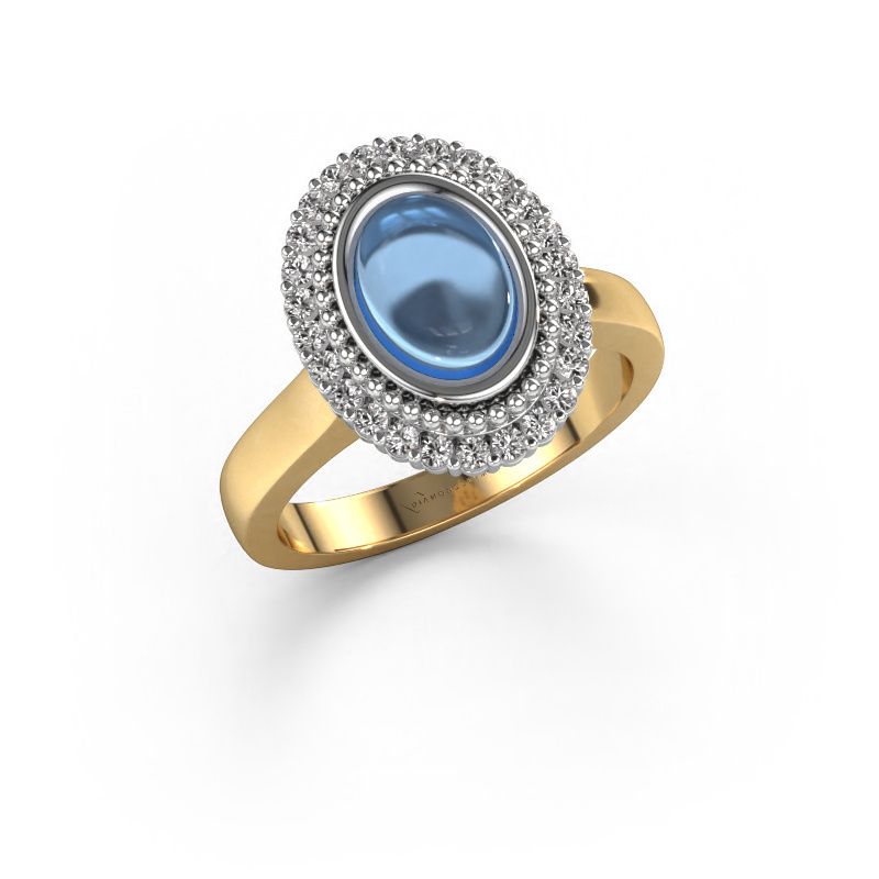 Ring Maartje 585 gull blå topas 8x6 mm