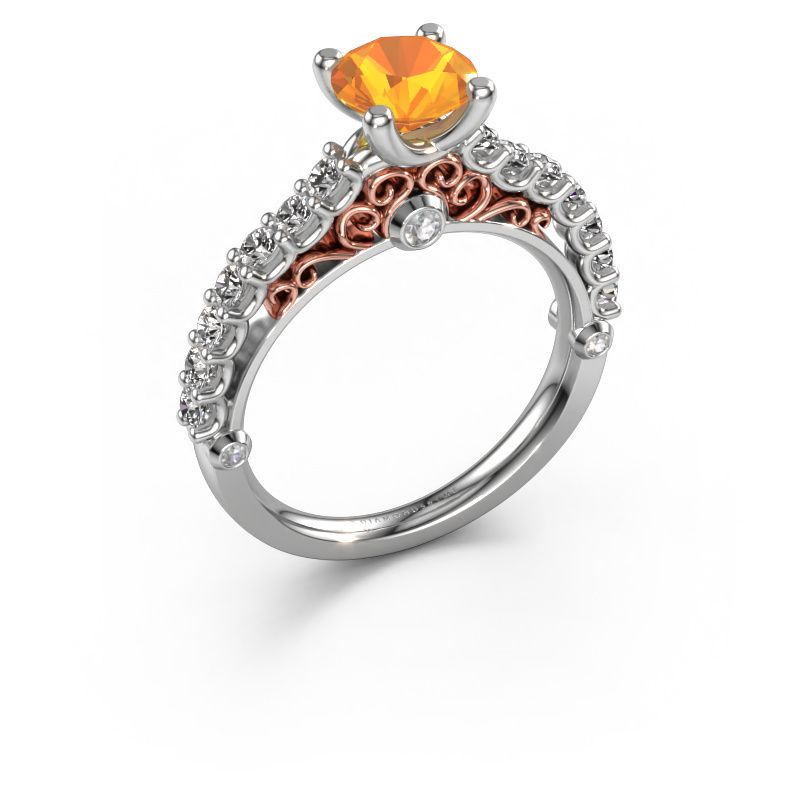 Verlobungsring Shaunda 585 Weißgold Citrin 6 mm