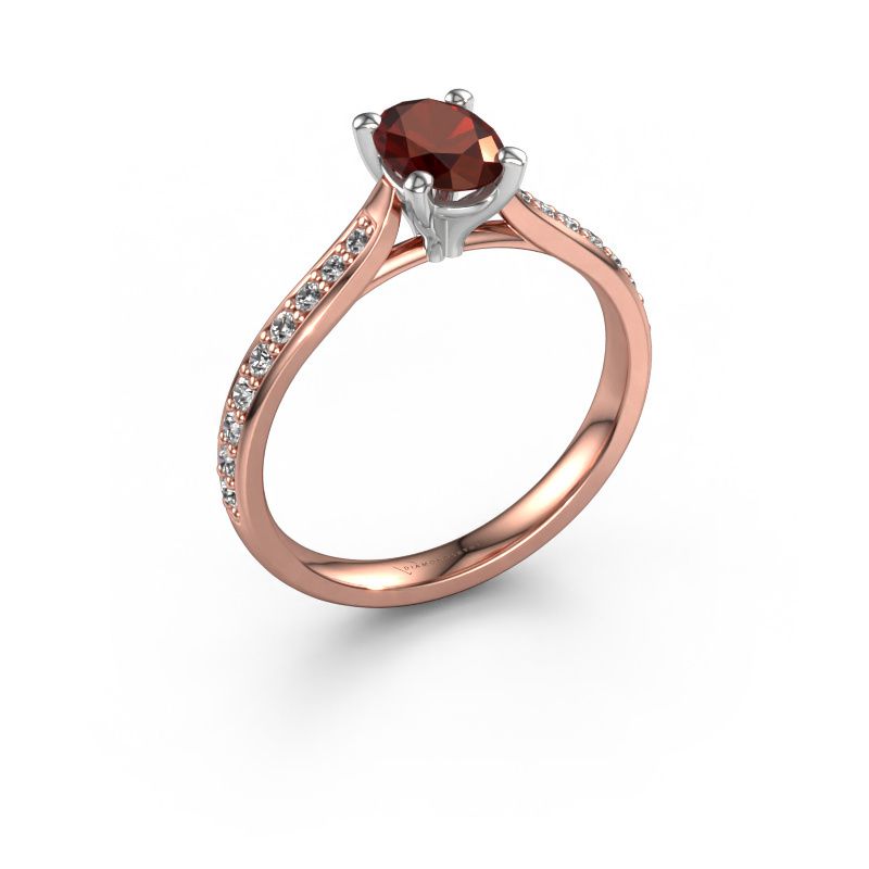 Engagement ring Mignon OVL 2 585 rose gold garnet 7x5 mm