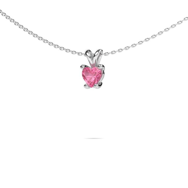 Image of Necklace Sam Heart 585 white gold pink sapphire 5 mm