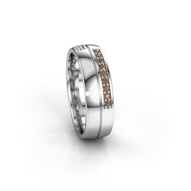 Afbeelding van Trouwring WH0213L26AP 585 witgoud bruine diamant ±6x1.7 mm