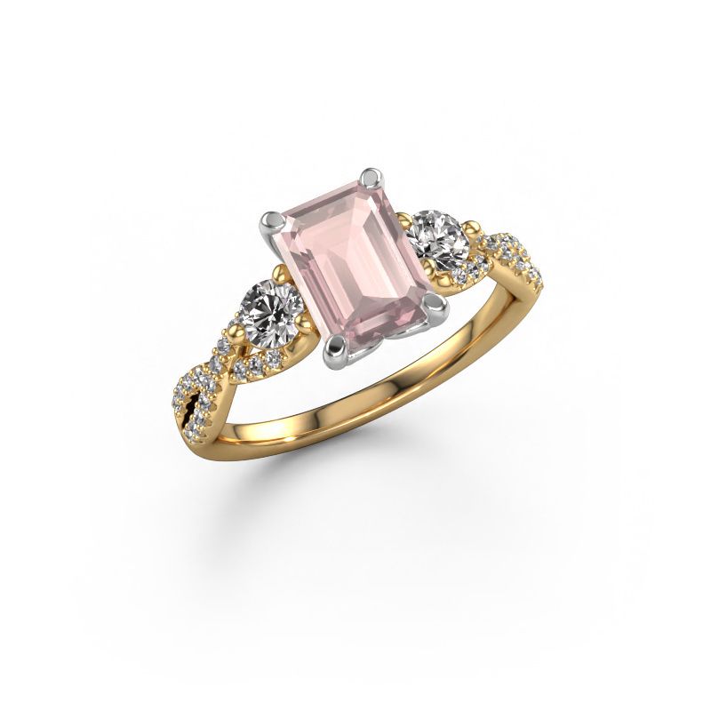 Engagement ring Marilou EME 585 gold morganite champagne 8x6 mm