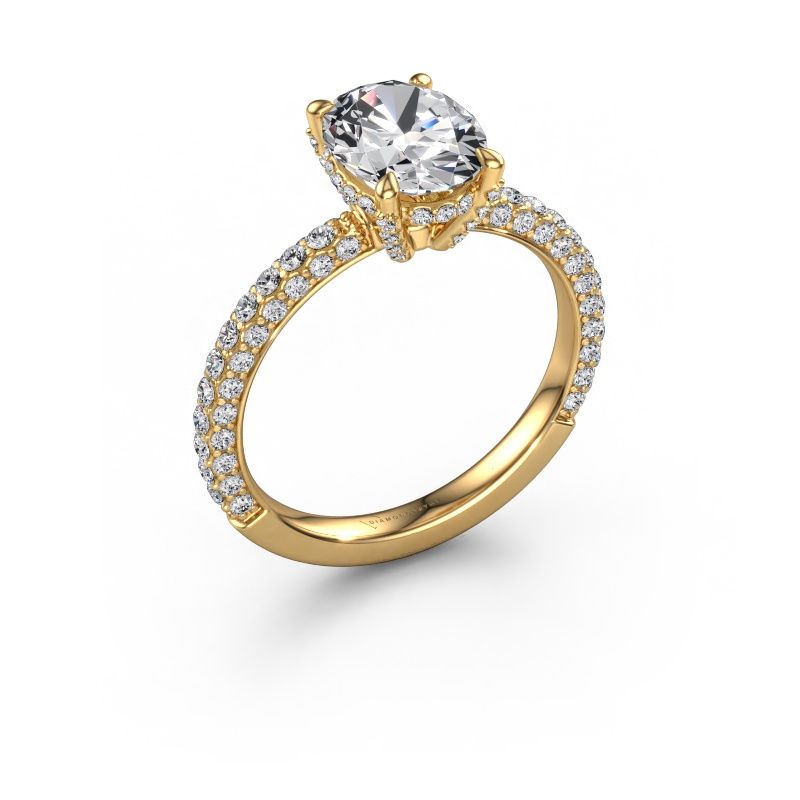 Engagement ring Saskia 2 OVL 585 gold lab grown diamond 2.508 crt