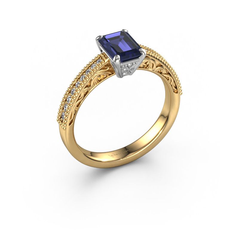 Engagement ring Shonta EME 585 gold sapphire 7x5 mm