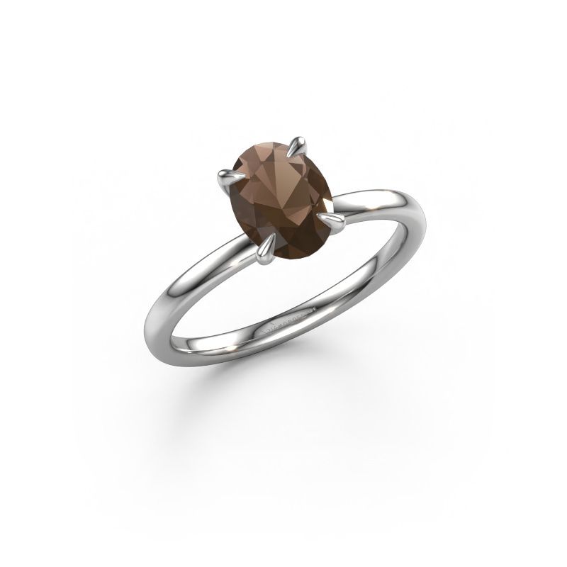 Image of Engagement Ring Crystal Ovl 1<br/>950 platinum<br/>Smokey quartz 8x6 mm
