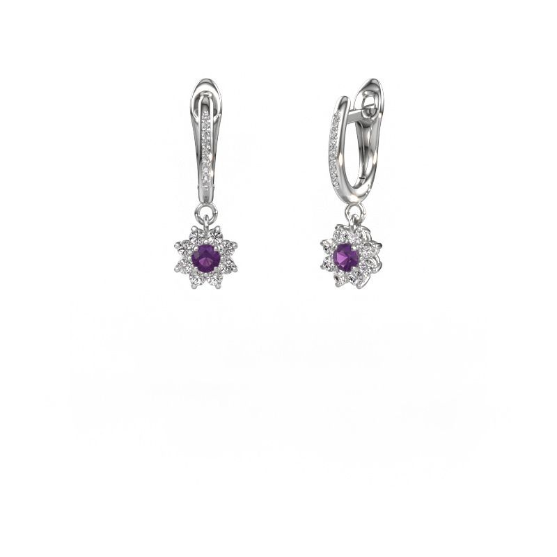 Pendants d'oreilles Camille 2 950 platine améthyste 3 mm