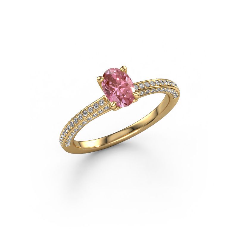 Engagement ring Elenore ovl 585 gold pink lab grown diamond 6.5x4.5 mm