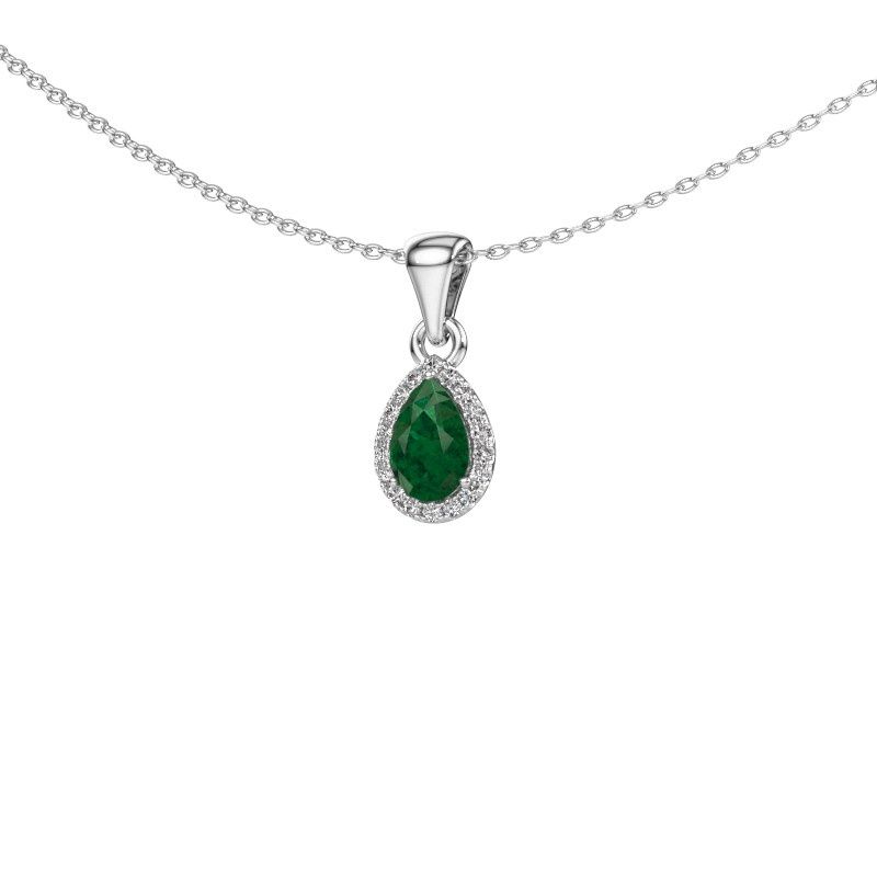 Pendant Seline per 585 white gold emerald 6x4 mm
