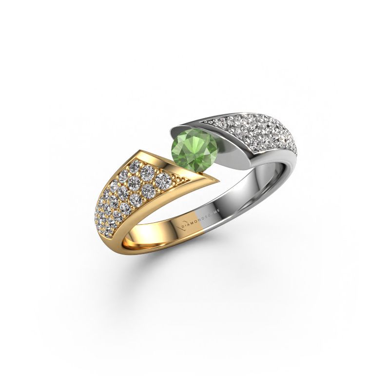Bague de fiançailles Hojalien 3 585 or jaune vert tourmaline 4.2 mm