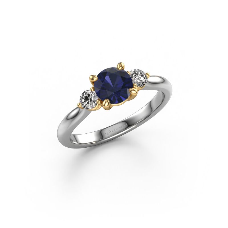 Verlovingsring Lieselot RND 585 witgoud saffier 6.5 mm