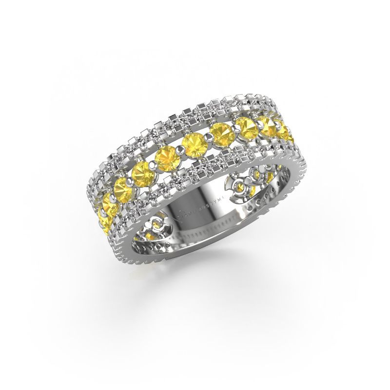 Ring Elizbeth 2 585 white gold yellow sapphire 2.4 mm