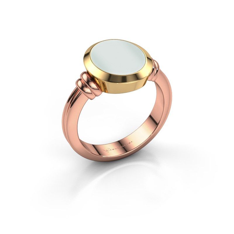 Afbeelding van Zegelring Jake 2<br/>585 rosé goud<br/>Groene Lagensteen 12x10 mm