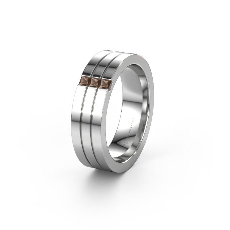 Wedding ring WH0428L16BP 950 platinum smokey quartz ±6x2 mm
