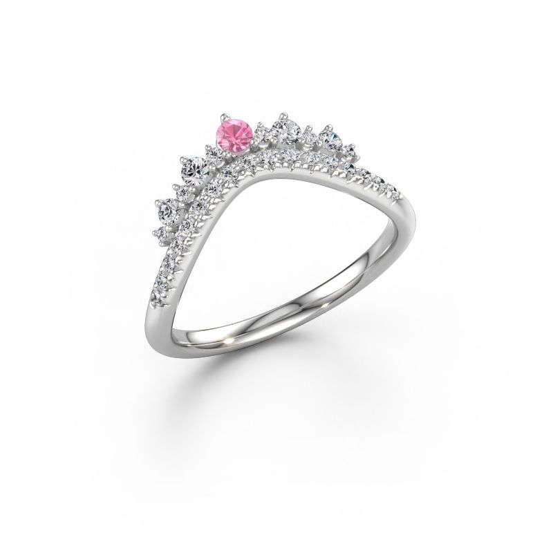 Stackable ring Nica C 950 platinum pink sapphire 2.4 mm