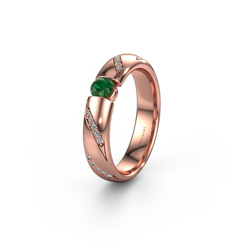 Trouwring WH2102L34A 585 rosé goud smaragd ±5 x 1,7 mm