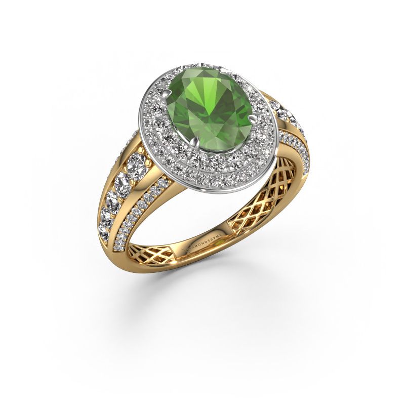Verlobungsring Nancie 585 Gold Turmalin grün 9x7 mm