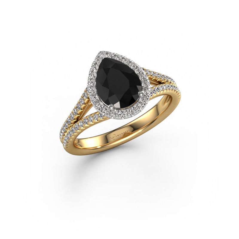 Verlobungsring Verla pear 2 585 Gold Schwarz Diamant 1.637 crt