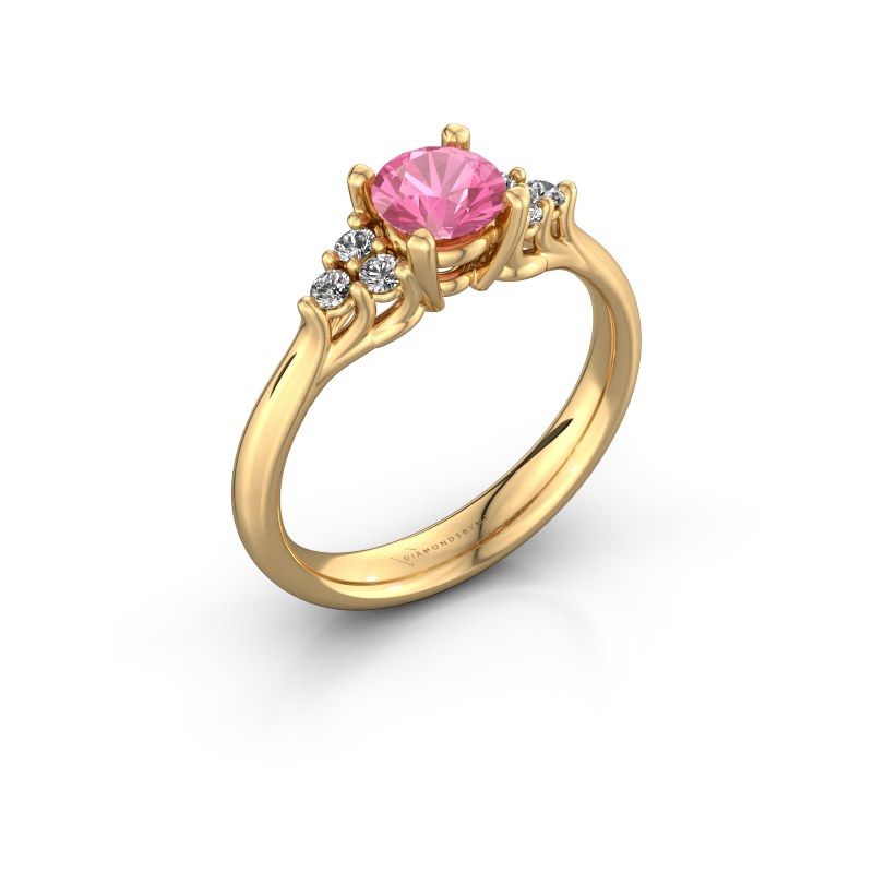 Afbeelding van Verlovingsring Monika RND<br/>585 goud<br/>Roze saffier 5.5 mm