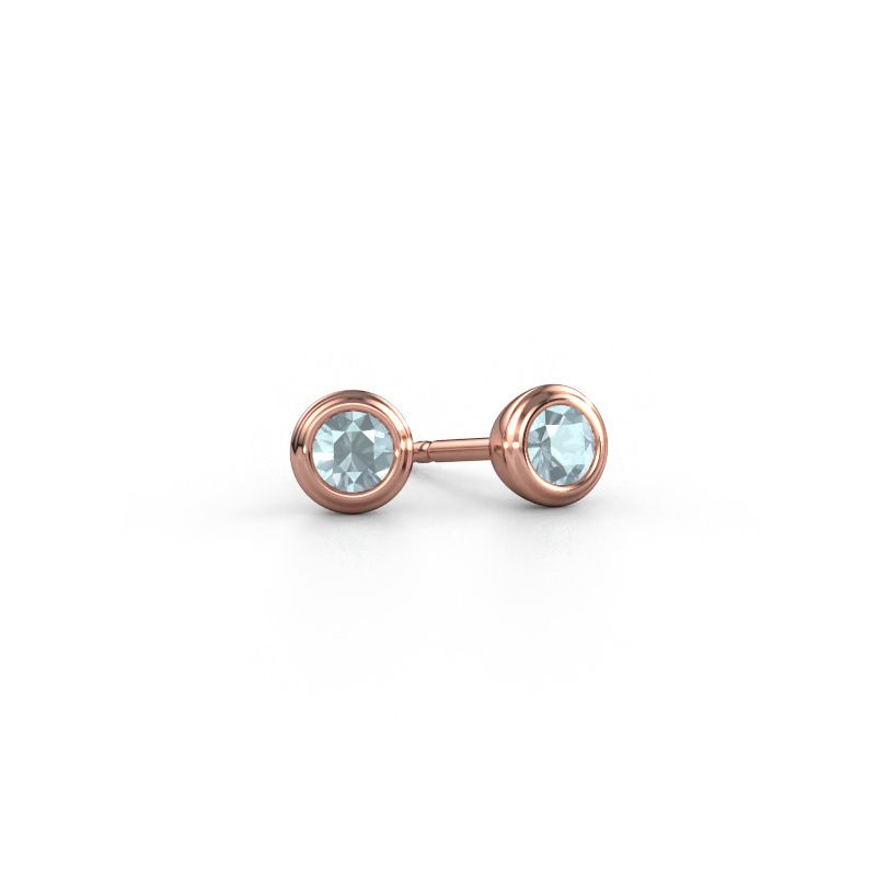 Ohrsteckers Shemika 585 Roségold Aquamarin 4 mm