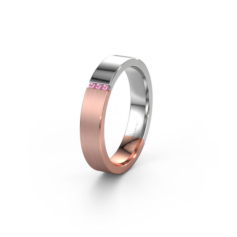 Trouwring WH1103L14AMP 585 rosé goud roze saffier ±4x1.7 mm