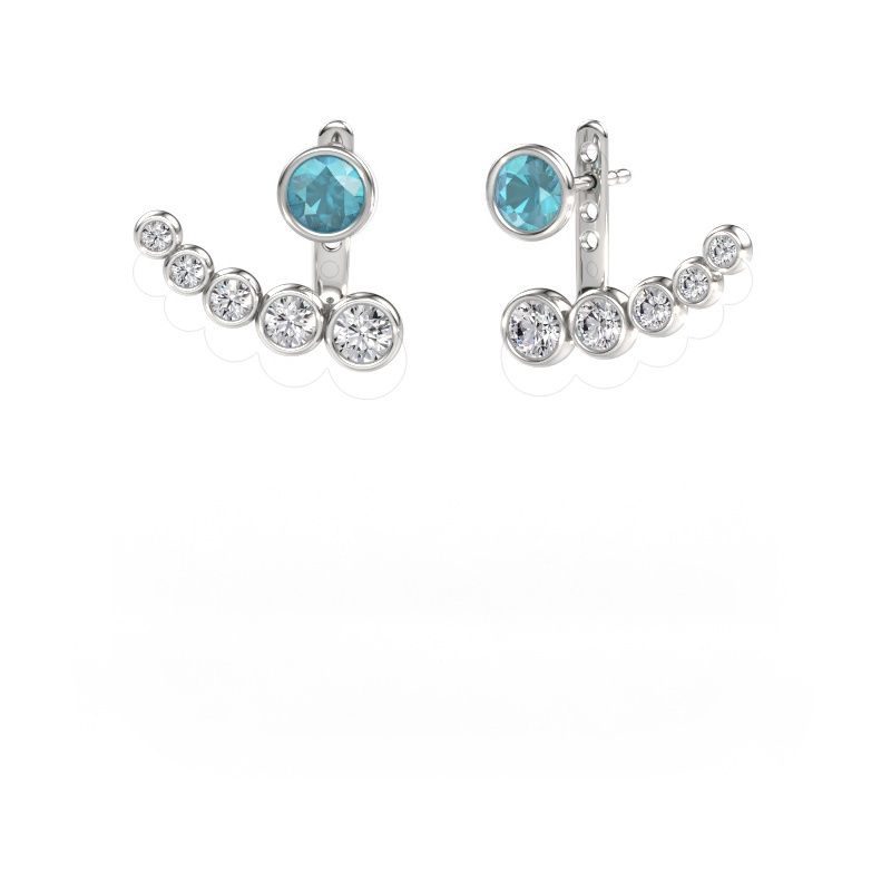 Ohrringe Wendy 585 Weißgold Blau Topas 5 mm