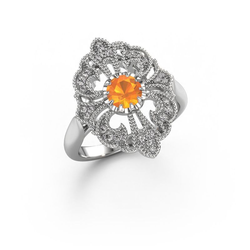 Verlobungsring Naida 585 Weißgold Citrin 5 mm