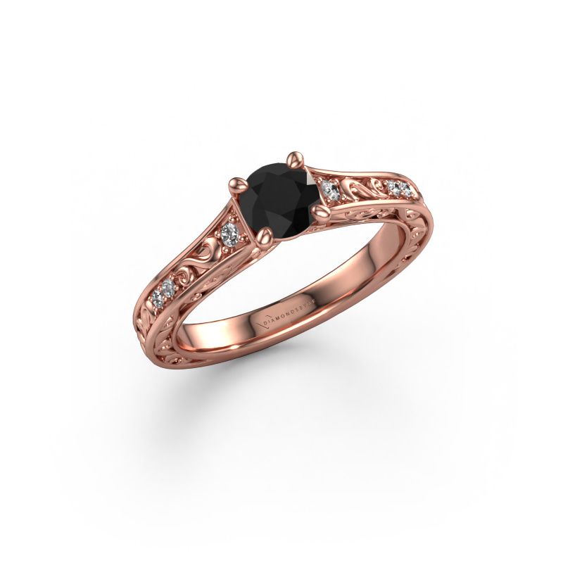Bague de fiançailles Mallory RND 585 or rose diamant noir 0.60 crt