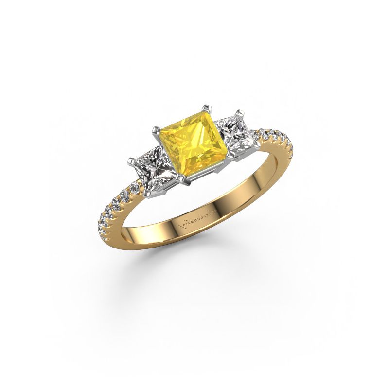 Bague de fiançailles Dorla 585 or jaune saphir jaune 5 mm